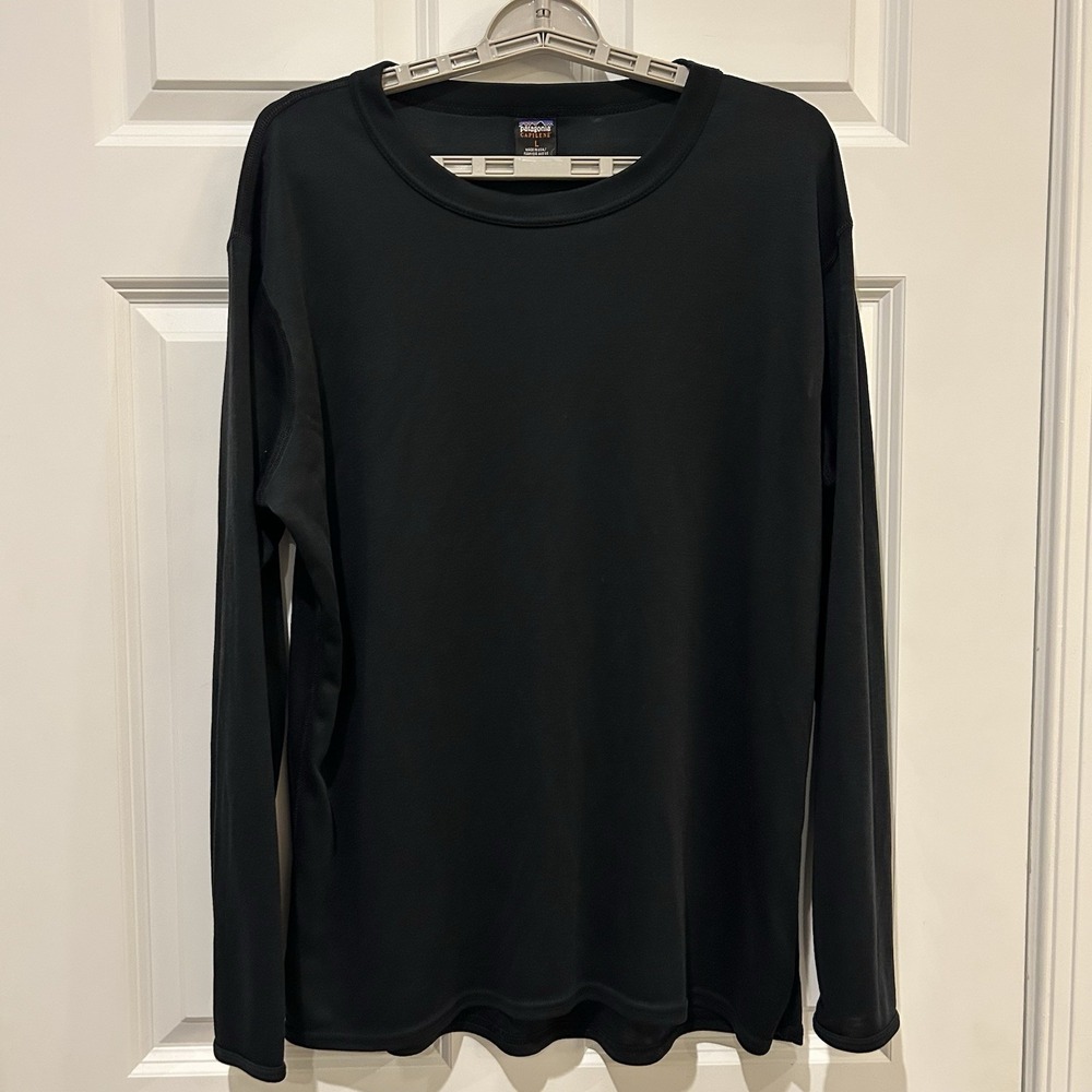 Vintage 90s Patagonia Capilene Baselayer Long Sleeve Shirt Black Men's Large USA